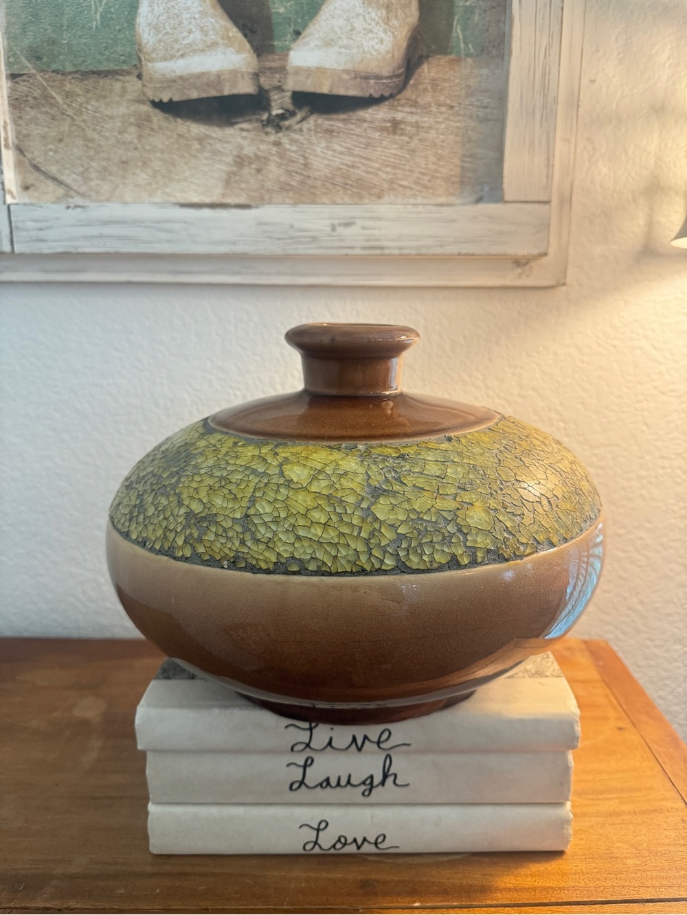 Mid century modern Style Vintage Large Gaudi vase with crackled glass inserts